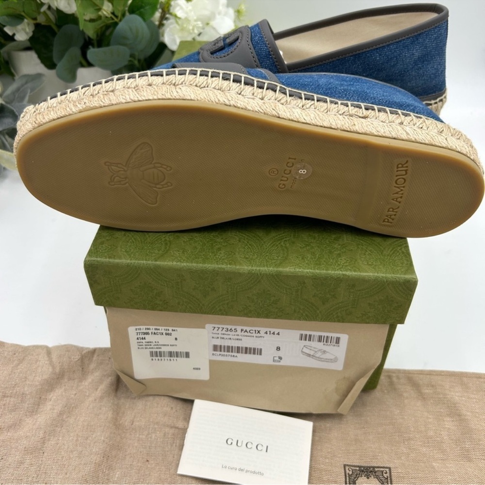 Men’s Gucci, blue denim ESPADRILLES size 8, made in Spain - Picture 7 of 10